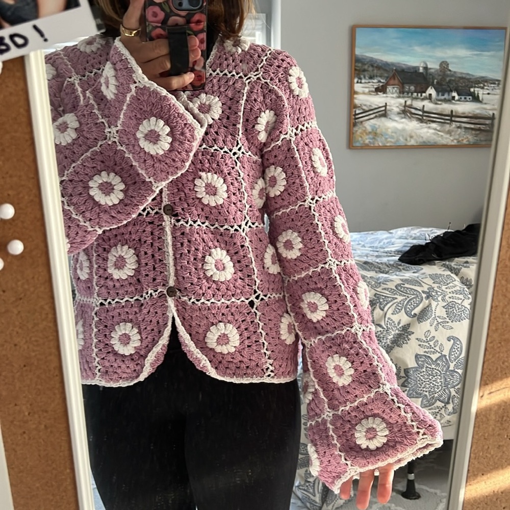 Hand crochet cotton sweater